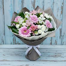 Букет цветов из:  Герберы, Альстромерии и Хризантемы #REPLACE_PRED# Румянцево