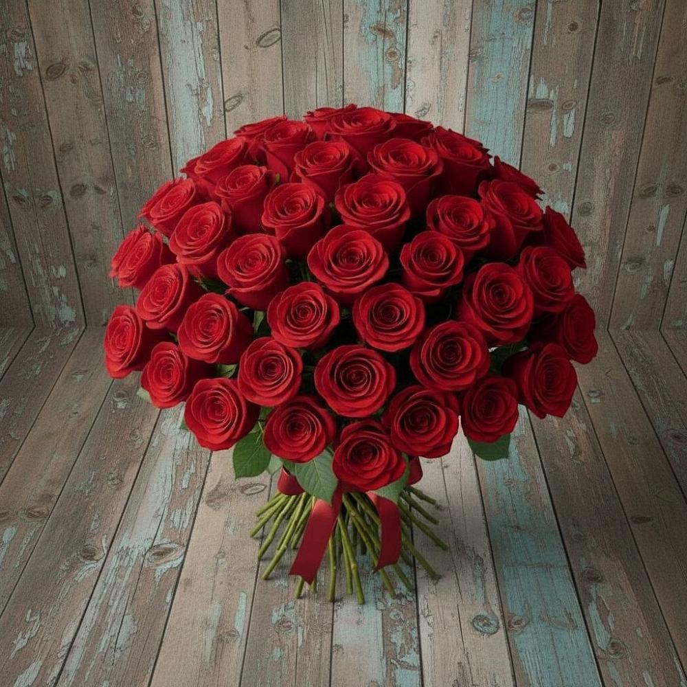 Букет 55 Красных роз Фридом в Румянцево
