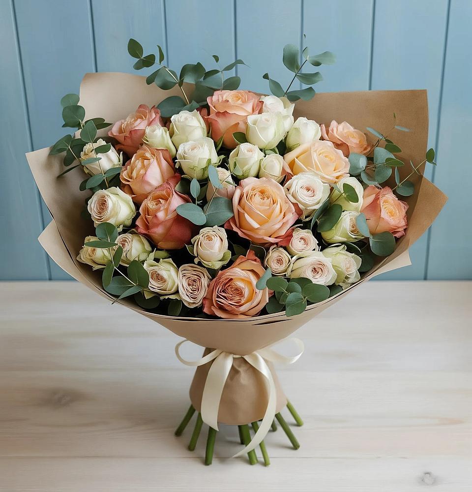 Букет цветов из: Альстромерии и Розы в Румянцево