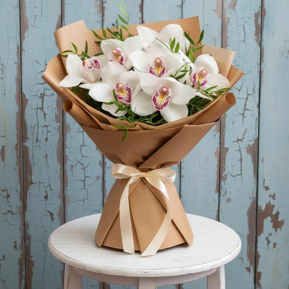 Букет цветов из: Орхидеи и Розы в Румянцево