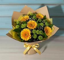 Букет цветов из:  Герберы и Хризантемы в Румянцево
