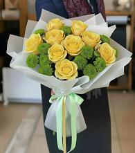 Букет цветов из:  Хризантемы и Розы #REPLACE_PRED# Румянцево