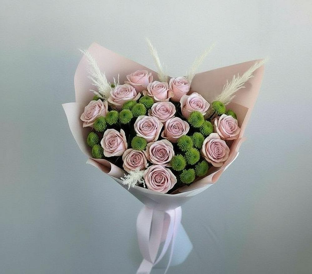 Букет цветов из: Розы и Хризантемы в Румянцево