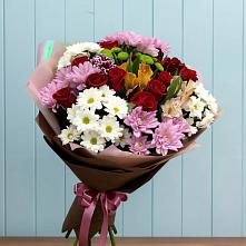 Букет цветов из:  Розы, Хризантемы и Альстромерии в Румянцево