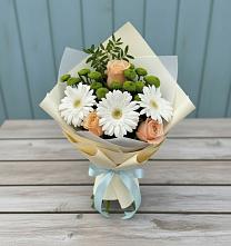 Букет цветов из:  Герберы, Розы и Хризантемы #REPLACE_PRED# Румянцево
