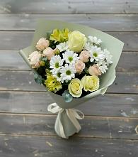 Букет цветов из:  Альстромерии, Розы и Хризантемы в Румянцево