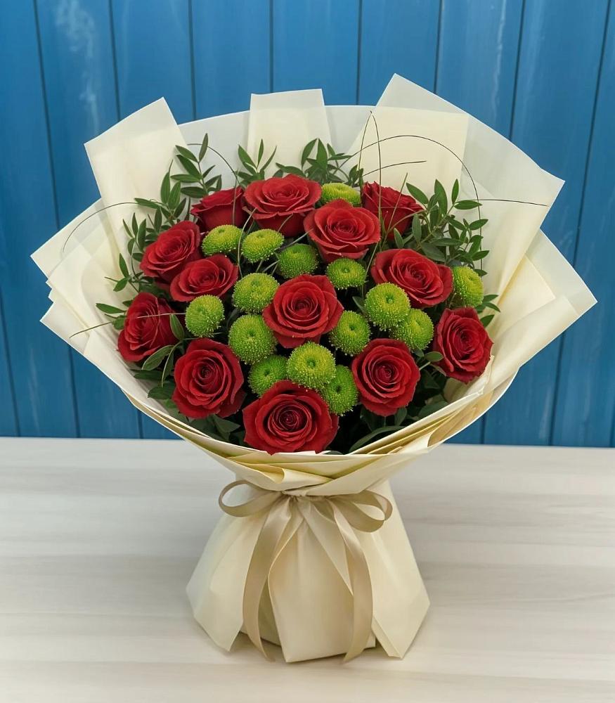 Букет цветов из: Розы и Хризантемы в Румянцево