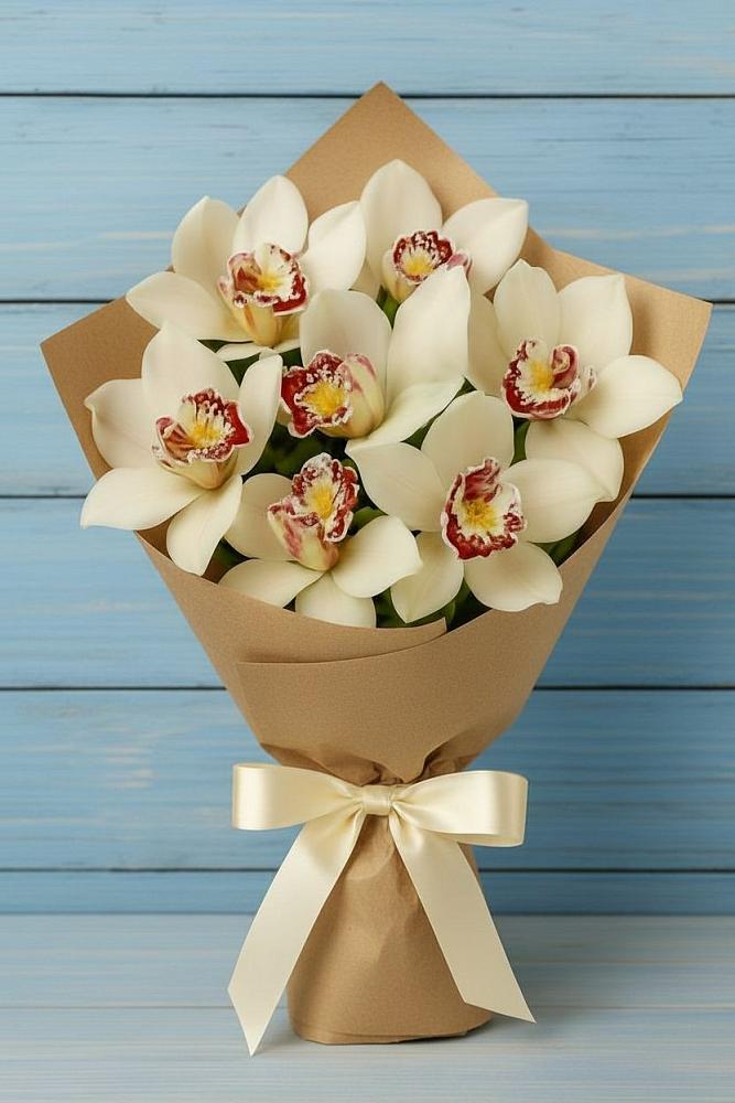 Букет цветов из: Орхидеи и Розы в Румянцево