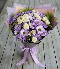 Букет цветов из:  Хризантемы и Розы в Румянцево